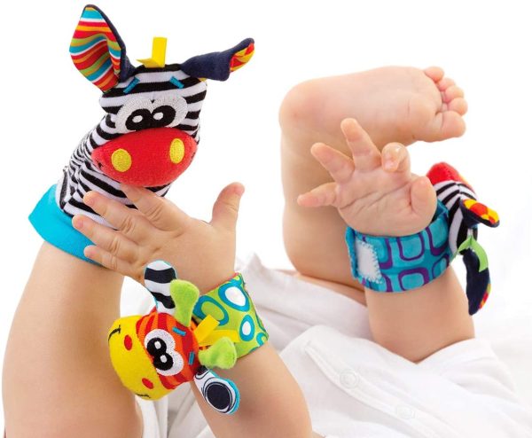 RXYYOS 4Pcs Bébé Poignet et Chaussettes Hochet Jouets Ensemble Poignet de Bell Strap hochets et Chaussettes Pied Finder Animal Bébé Chaussettes De Pied avec Jouet – Image 7