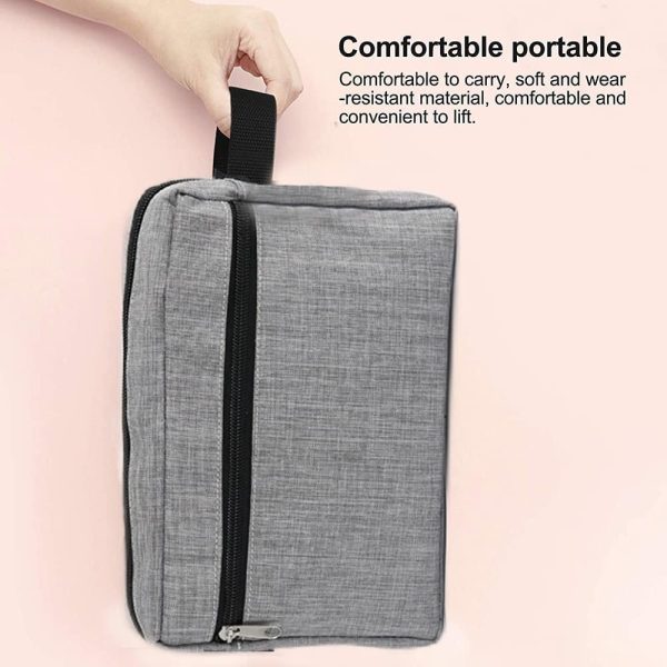 Trousse de Toilette,Trousse de Maquillage de Voyage en Tissu Oxford,Cosmétiques Sac Organisateur Portable pour Femmes Hommes Gris – Image 5