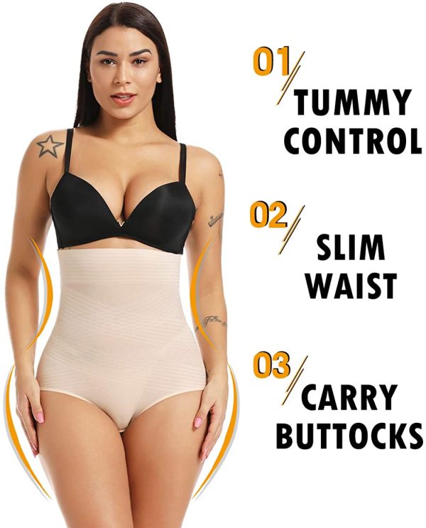 SLIMBELLE® Femme Culotte Sculptante Gainante Panty Invisible à Taille Haute Gaine Amincissante Ventre Plat Shapewear Minceur Body Shaper Noir Beige avec Armature