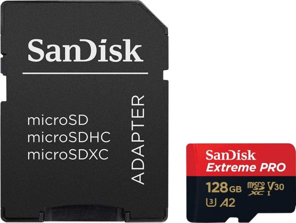 Extreme PRO Carte Mémoire microSDXC 128 Go + Adaptateur SD avec Performances Applicatives A2 Jusqu'à 170 Mo/s, Classe 10, U3, V30