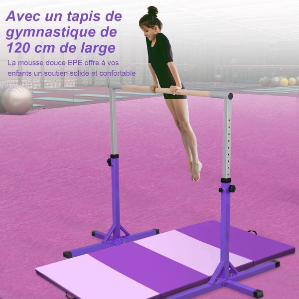 Costway Barre Gymnastique en Acier Hauteur Réglable de 91 à 150CM Capacité de poids100KG pour Ecole, Maison, Jardin Diamètre 4CM – Image 3