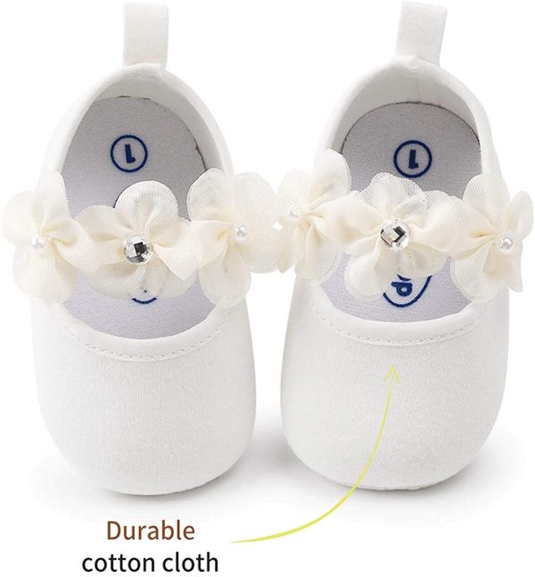 EDOTON Bébé Fille Chaussures avec Bandeau Cadeau Ensemble Bambin Fille Belle Printemps Fleur Semelle Souple Anti-dérapant Baskets Princesse Chaussures – Image 6