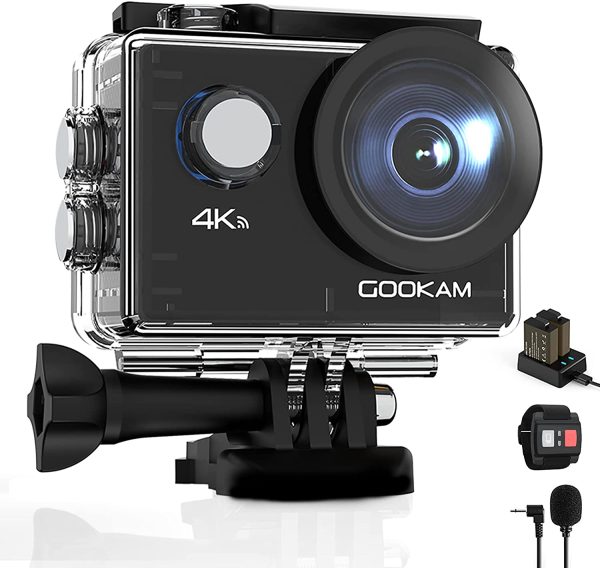 Caméra Sport 4K WiFi 20MP Ultra HD, Étanche 40M 170°Grand-Angle 2.0 '' LCD avec Microphone Externe 2.4G Télécommande, Caméra d’Action avec 2 Batteries Rechargeables et Kit d'Accessoires - GO 2 – Image 2