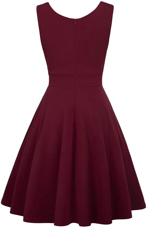 GRACE KARIN Femme Robe Cocktail sans Manches Col en V Cache Coeur A-Line Evasée Chic et Elegante