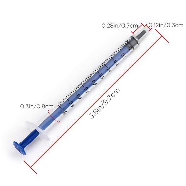 LUTER 12 Pièces 1ml Seringues en Plastique, Sans Seringue à Aiguille avec Mesure pour Expérience Scientifique, Distribution, Mesure de Liquides, Alimentation d'animaux de Compagnie (Bleu) – Image 6