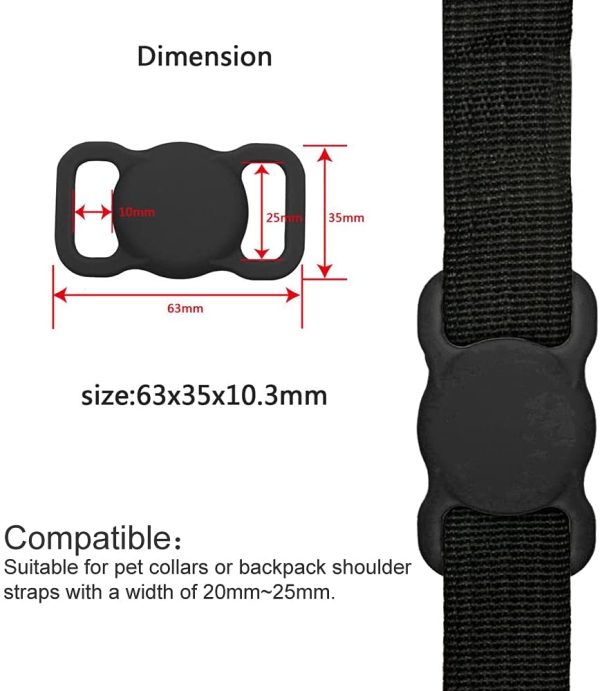 Étui de Protection en Silicone Compatible pour Airtag 2021, Housse de Protection Anti-Rayures et Anti-Perte, Support Airtag Adapté aux Accessoires de Collier de Chien et Chat. (Noir) – Image 3