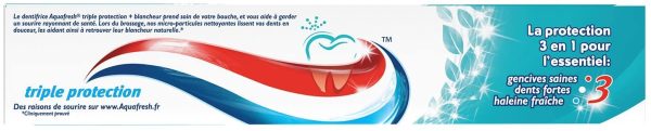 Aquafresh Dentifrice Triple Protection Blancheur, Gencives Saines, Pour Des Dents Fortes et Une Haleine Fraiche, Lot de 12x100ml – Image 3