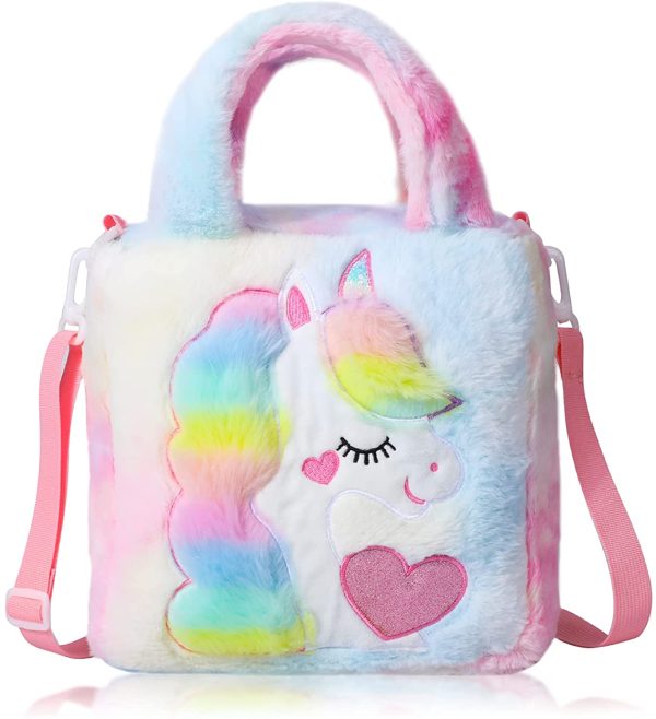 Hifot Licorne Peluche sac à main Enfant, Mignon Sac Bandouliere avec Sangle Amovible pour Filles Adolescentes Femmes – Image 7