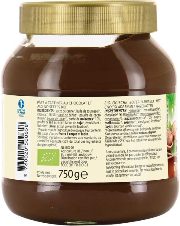 Jardin BiO étic Pâte à tartiner Chocolat Noisette 750 g