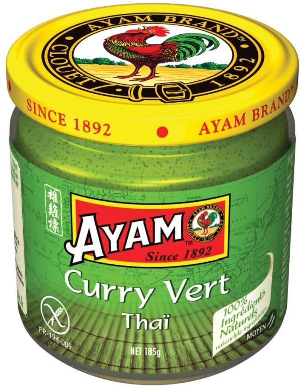 AYAM Pâte de Curry Vert | 100% Ingrédients Naturels | Saveurs Authentiques | Facile à cuisiner | Curry Thaï | Alimentation Saine | Sans Gluten | Sans Lactose | Sans Conservateurs - 185g - 1pc