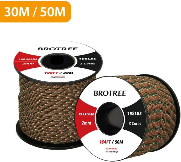 Brotree Paracorde 2mm Corde Parachute 3 Brins en Nylon Corde pour L'extérieur et Le Bricolage (30M, 50M) – Image 7