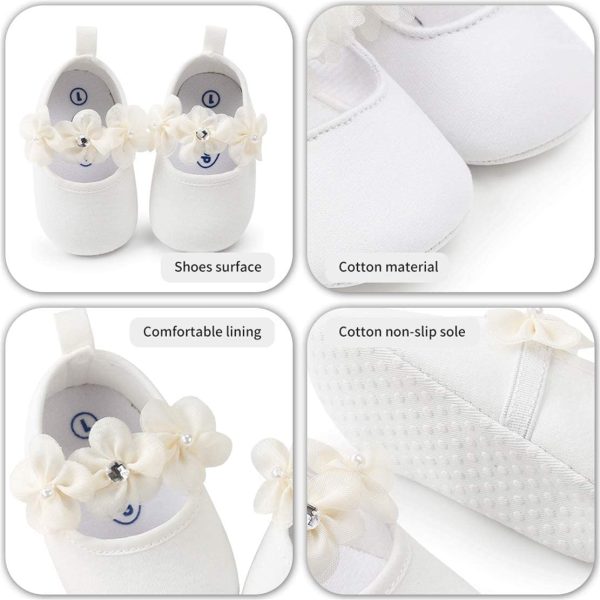 EDOTON Bébé Fille Chaussures avec Bandeau Cadeau Ensemble Bambin Fille Belle Printemps Fleur Semelle Souple Anti-dérapant Baskets Princesse Chaussures – Image 3