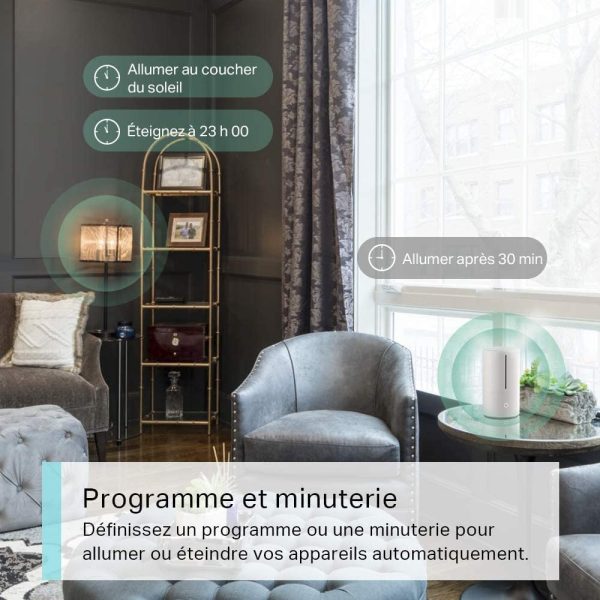 TP-Link Tapo Prise Connectée WiFi, Prise Intelligente compatible avec Alexa et Google Home, 10A, Contrôler la cafetière, la lampe, le radiateur à distance, aucun hub requis, Tapo P100(FR) 1 Pack – Image 4