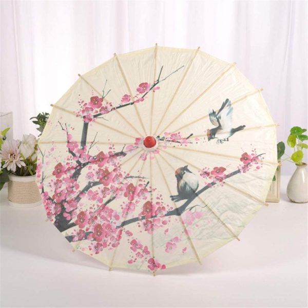 Femme Ombrelle Chinoise Fait à La Main en Tissu Rameng Parapluie Danse Parasol Cosplay Decoratif Accessoires – Image 4