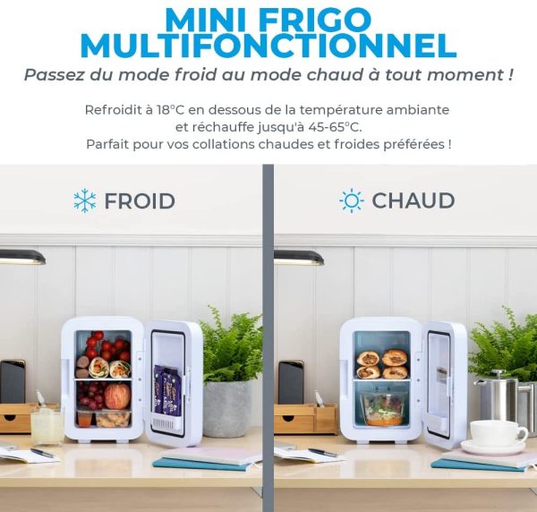 Mini Frigo  Ultra 6 - Refroidit et réchauffe | 6 litres / 8 Canettes 330ml | 220V/USB | Petit Réfrigérateur Portable pour la chambre, les produits cosmétiques, la voiture (Noir) – Image 7