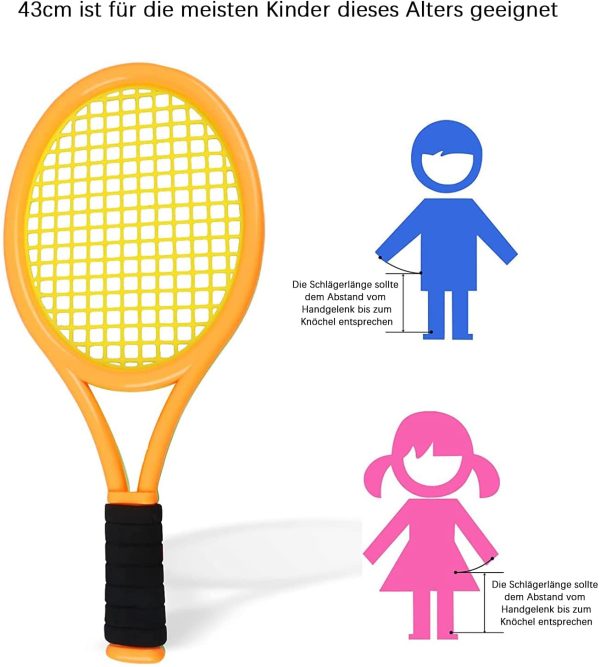 Crefotu Raquette de tennis pour enfant avec sac, raquette en plastique comprenant 4 balles en mousse, 6 volants de badminton pour enfants (plus de 3 ans), jeu de sport en extérieur/intérieur – Image 6