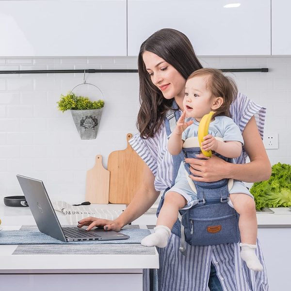 Porte-bébé Ergonomique avec Siège de Hanche- SUNVENO Porte-bébé Randonnee avec Sangle Amovible,Porte-bebe Physiologique avec Tabouret 0-36 Mois,5 Positions et 3 en 1 Usages,0-20KG, Bleu – Image 4