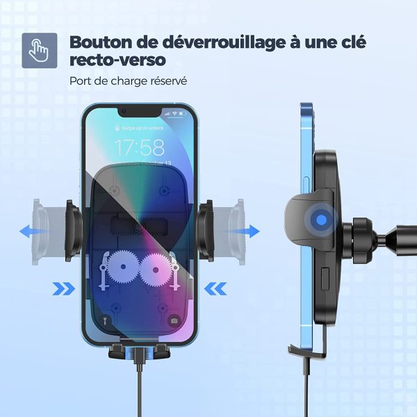 Porte Téléphone Voiture Ventouse,Support Telephone Voiture Pare Brise Tableau de Bord Compatible avec et Smartphone et GPS Appareils – Image 7