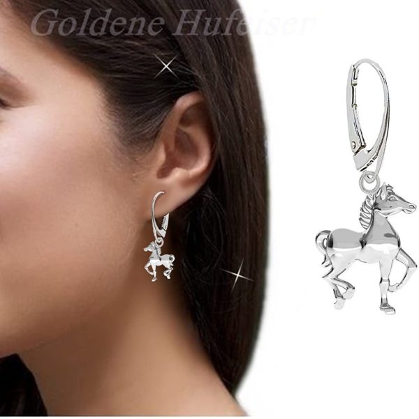 Goldene Hufeisen Boucles d'oreilles en forme de cheval, en argent 925 véritable, pour fille et femme