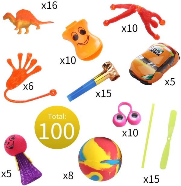 YueChen 100Pcs Jouet Assortiment pour Enfants ,Jouets Pinata Anniversaire,Sac Cadeau Anniversaire Enfant, Carnaval Prix Récompense de L'école ,Recompense Enfant – Image 4