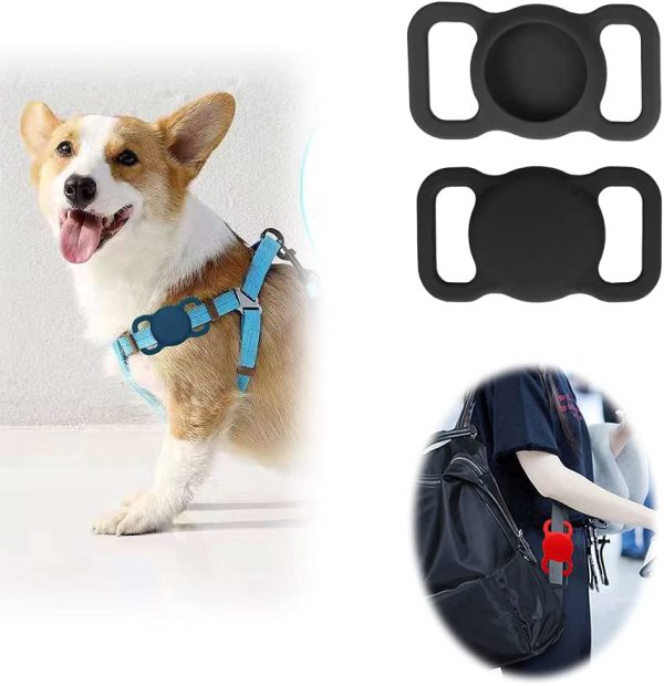 Étui de Protection en Silicone Compatible pour Airtag 2021, Housse de Protection Anti-Rayures et Anti-Perte, Support Airtag Adapté aux Accessoires de Collier de Chien et Chat. (Noir)