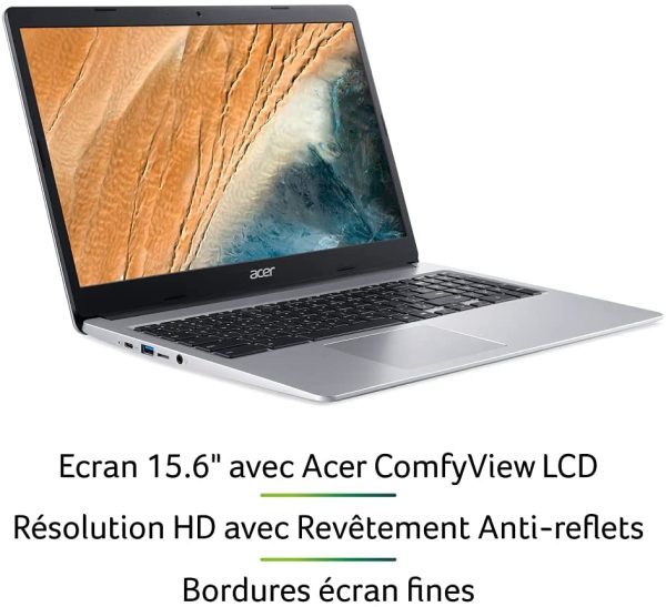 Chromebook 315 CB315-3H-C417 Ordinateur Portable 15.6'' HD, PC Portable (Intel Celeron N4000, RAM 4Go, 32Go eMMC, Intel UHD Graphics, Chrome OS) - Clavier AZERTY (Français), Laptop Gris – Image 5