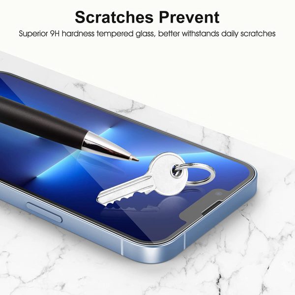 SPARIN 3+2 Pièces Verre Trempé Compatible avec iPhone 13 Pro, 3 Protecteurs d'écran et 2 Pièces Caméra Protection écran, Vitre Protecteur avec Outil D'alignement Facile, 9H dureté, sans Bulles – Image 9