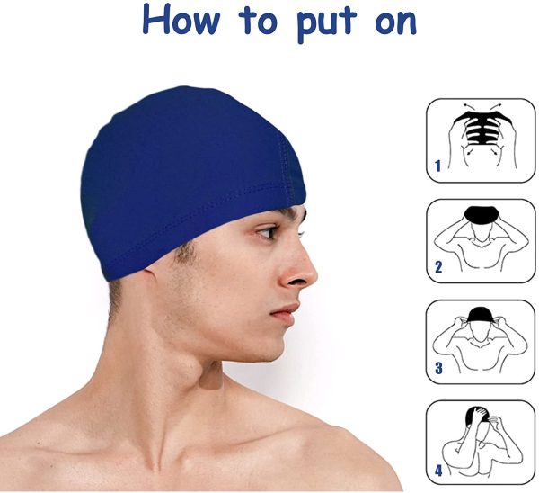 Bonnet de Bain Piscine Natation pour Adulte Bonnet de Bain Tissu PU Souple Bonnet de Natation pour Mixte Adulte Hommes Femmes – Image 5