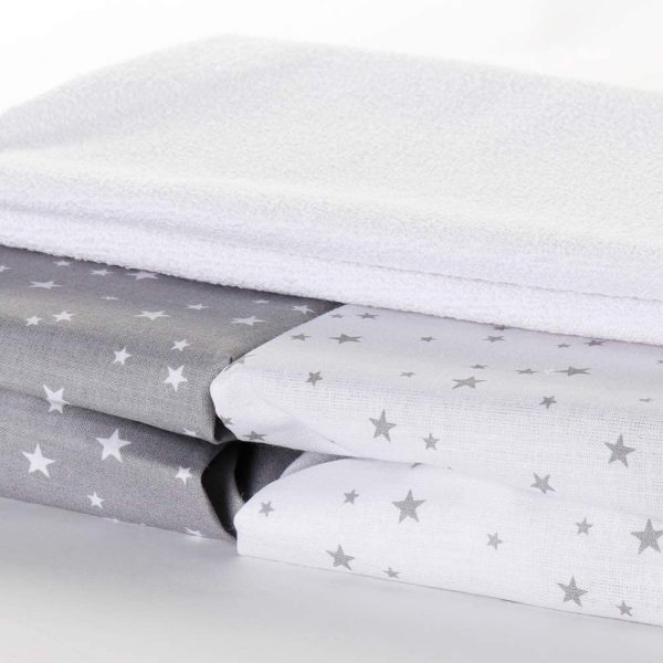 Lot de 2 draps-Housse+ alèse 50x83 imperméable Oeko TEX 00% Coton Compatible Berceau cododo Next2me, Lullago, Safety First (Etoiles Gris/Blanc) – Image 6