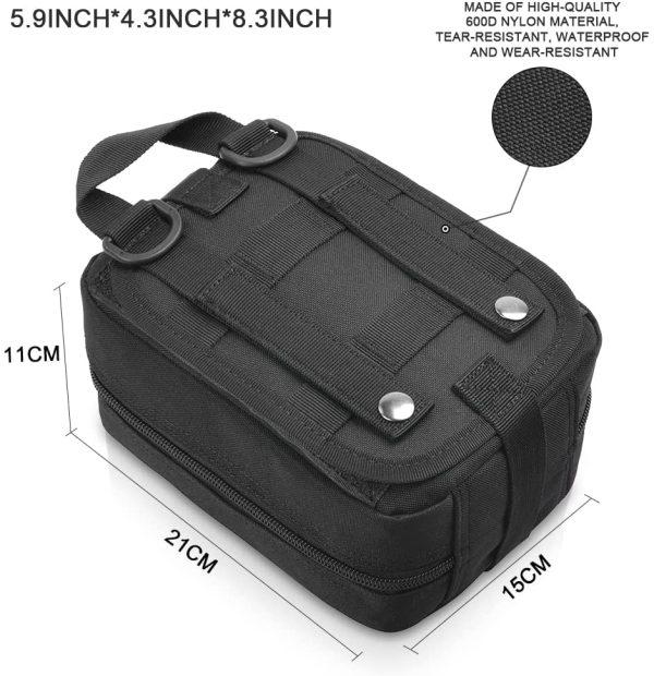 flintronic Tactique Sac Ceinture de Secours, Multifonction Molle de Premiers Secours, Survie Sac à Dos Tactique EDC Gadget Sac avec Croix pour Randonnée Camping Militaires(avec 1 Mousquetons) – Image 2