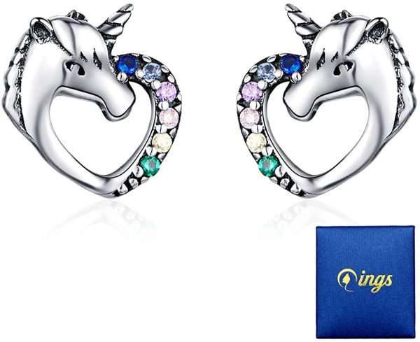 Qings Boucle d Oreille Enfant Licorne Argent Cadeau d'anniversaire Pour Les Filles – Image 7