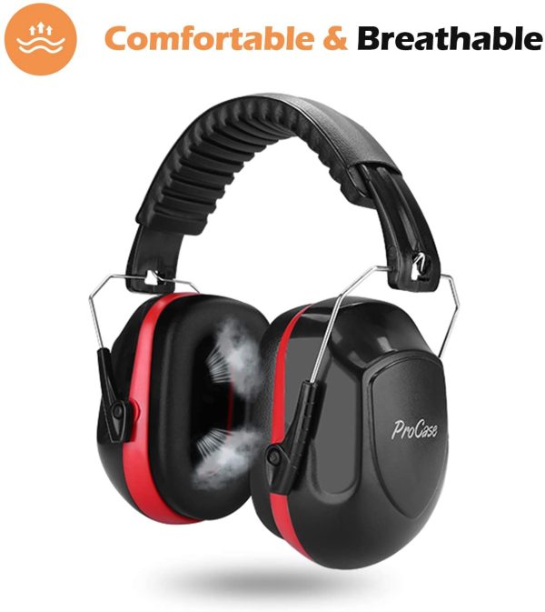 ProCase Casque Anti Bruit Pliable Réglable Confortable Adulte, avec Une Atténuation de SNR 34dB, Serre-tête Souple pour Milieu Bruyant ou Stressant-Rouge – Image 6