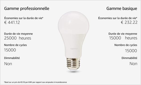 Professional Lot de 6 ampoules LED Culot Edison à vis E27 Équivalent 100 W Blanc chaud Intensité non variable – Image 6