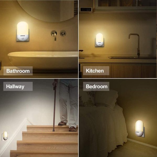 Veilleuse LED, [Lot de 2]  Lampe Nuit Automatique Plug-and-Play avec Capteur Crépusculaire, Economie D'énergie 0.5W, Veilleuse Enfants pour Chambre Bébé, Couloir, Escalier (Blanc Chaud) – Image 4