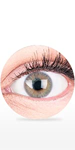 Lentilles de contact premium de couleur grise. Lentilles mensuelles naturelles.