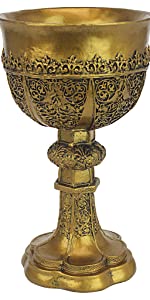 Design Toscano Calice Doré du Roi Arthur Décor Médiéval Sculpture de Gobelet Gothique