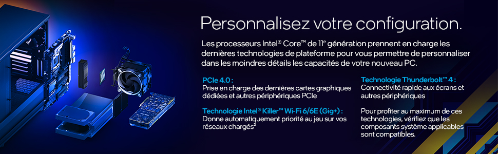 Processeur Intel Core i5-11400F de 11 génération pour PC de bureau