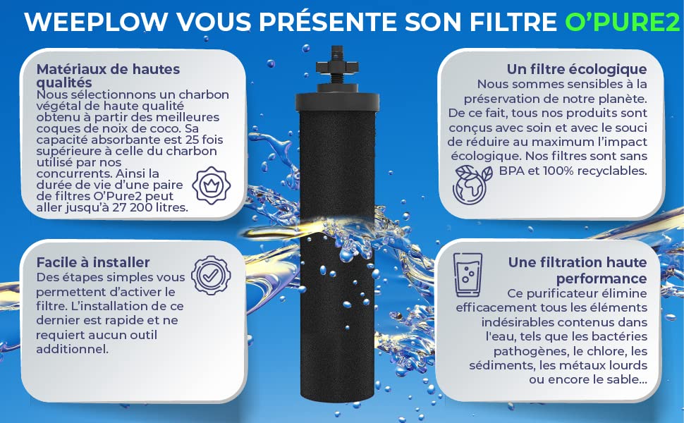 Le filtre O'Pure 2 pour système de filtration d'eau par gravité Berkey