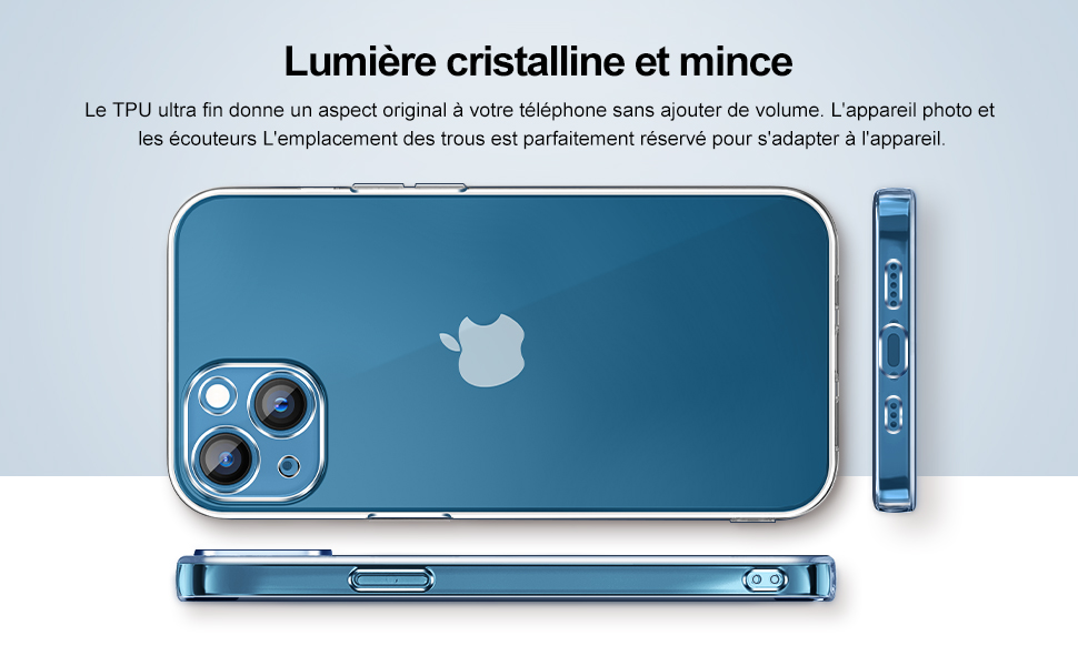 Coque Compatible avec iPhone 13, et 3 pièces Verre Trempé