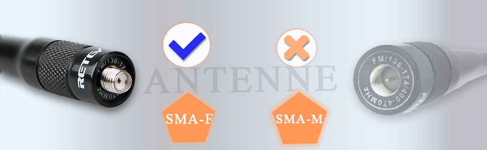 retevis antenne sma-f antenne double bande