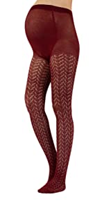 Collants de maternité en Coton, Tricotés, Crochet, Fantaisie Chevron, Collants bordeaux