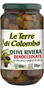 Olives Riviera dénoyautées conservées dans de l’huile d’olive extra-vierge 580ml