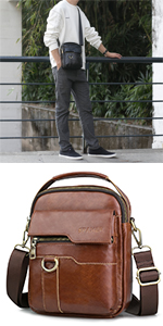 SPAHER Leather Men Shoulder Bag 