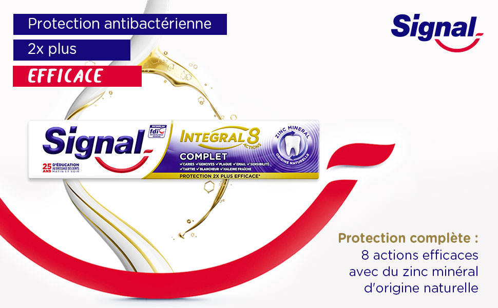 Signal; dentifrice; complet; protection caries; 8 actions