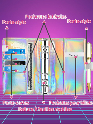 Classeur A6 en PU Cuir Argent laser