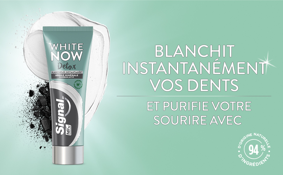 Signal White Now Detox Argile & Charbon, blanchit instantanément vos dents et purifie votre sourire