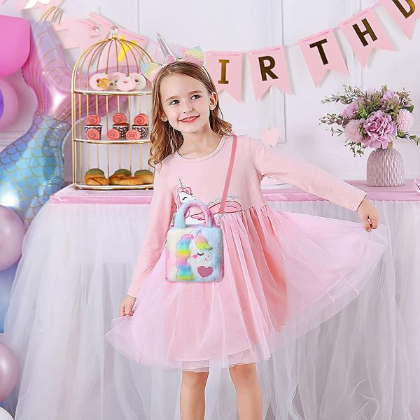 Hifot Licorne Peluche sac à main Enfant, Mignon Sac Bandouliere avec Sangle Amovible pour Filles Adolescentes Femmes – Image 2