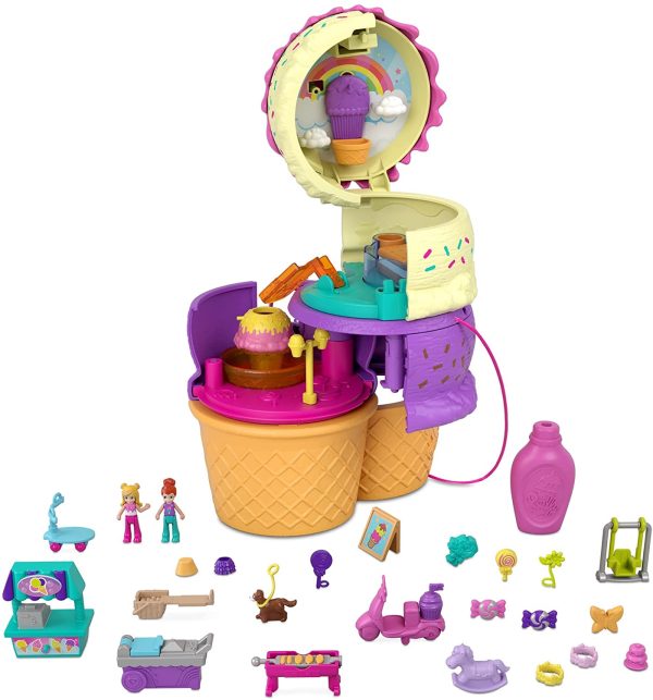 Polly Pocket Coffret Multifacettes Glace, mini-figurines Polly et Lila, 25 accessoires surprise, emballage fermé, jouet pour enfant, HFR00 – Image 5