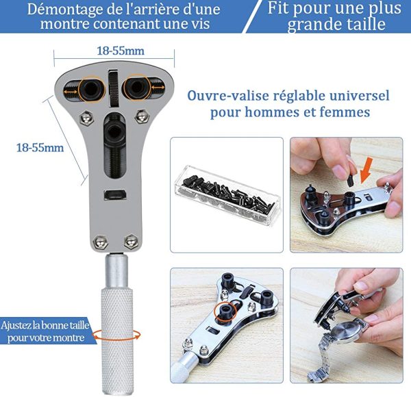 E·Durable Kit de réparation de Montre Outil de réparation Professionnels Remplacement des Pile Outil Removaler Barres de Ressort Épingles Kit d'outils – Image 4