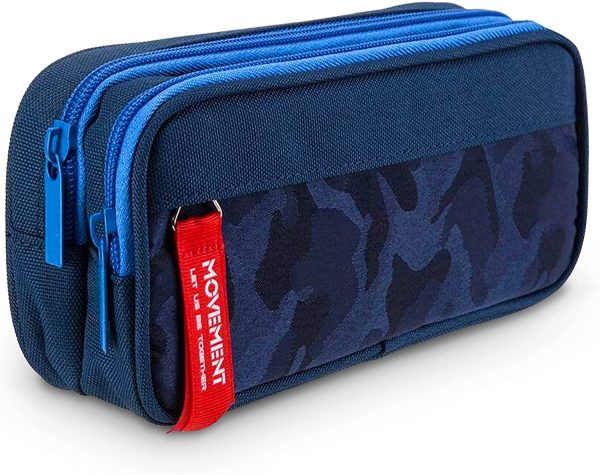 Trousse Scolaire pour Enfant, TOYESS Grand Capacité Trousses à Crayons avec 3 Compartiments pour Garçon et Fille, Bleu – Image 3